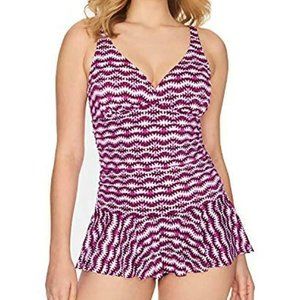 Swim Solutions Spring Play Tummy-Control Swimdress Purple Size 10